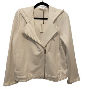 Barefoot Dreams MC Jacquard Fleece Moto Jacket White L New